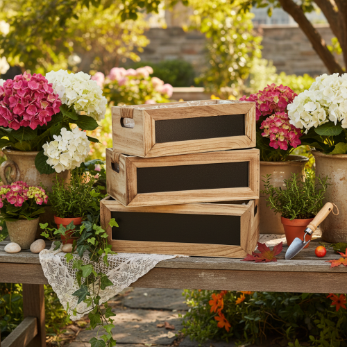 Kiste aus Holz mit Tafelfront 3er-Set 36cm, 32cm, 28cm | Floristik24.ch