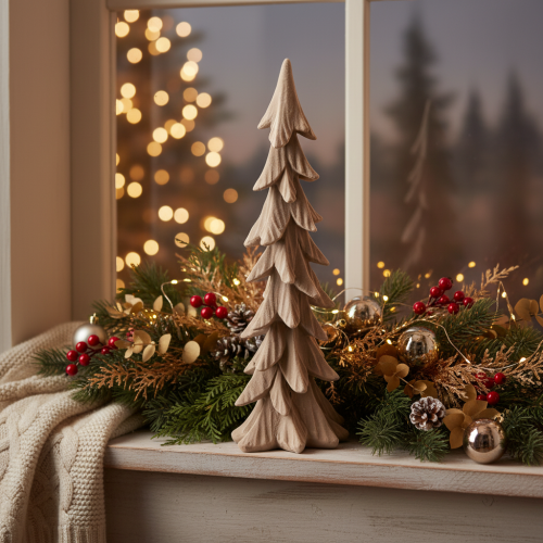 Artikel Deko Tannenbaum beflockt Kunststoff 44cm Braun