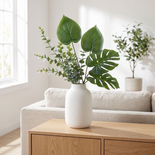Philodendron künstlich, Dekozweig mit 2 Blättern, Grün, 48 cm | Floristik24.ch