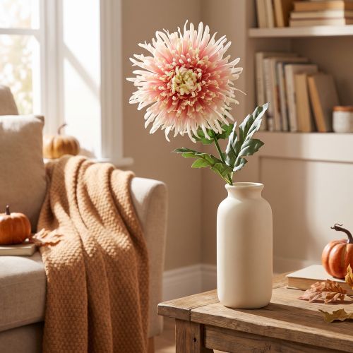 Chrysantheme künstlicher Blütenzweig Rosa 64 cm aus Kunststoff und Textil | Floristik24.ch
