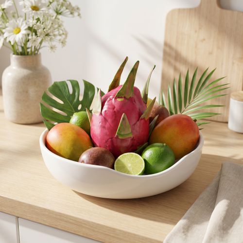 Künstliche Drachenfrucht Deko Styropor Ø8 cm Pink-Grün