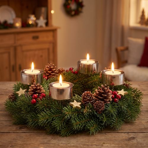 Teelichthalter zum Stecken für Adventskranz aus Metall, Silber, Ø 4 cm, 8 Stück | Floristik24.ch