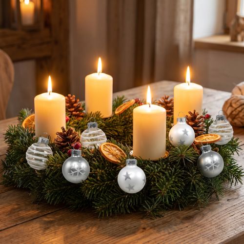Mini Weihnachtskugeln aus Glas, Ø 3 cm, Set mit 9 Stück in Weiss und Silber | Floristik24.ch