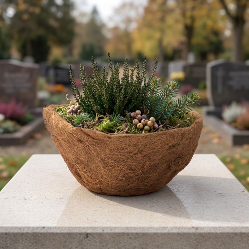 Kokos Pflanzenschale rund 30cm, Naturfaser, braun | Floristik24.ch
