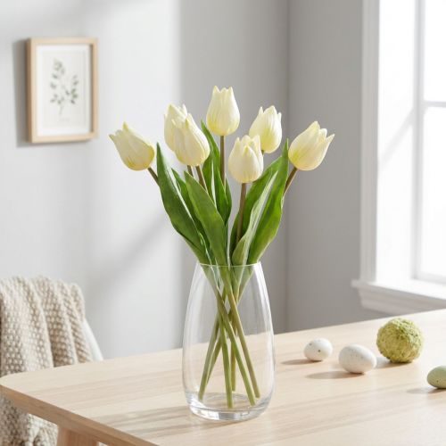 Deko-Tulpen künstlich Weiss-Creme 20 cm 6 Stück | Floristik24.ch