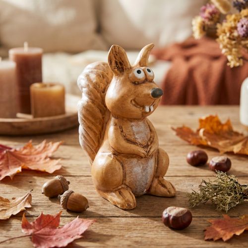 Artikel Eichhörnchen Figur sitzend aus Keramik 10 cm Braun für Herbstdekoration