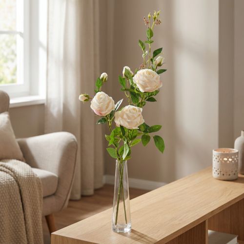 Rosenzweig künstlich Crème/Rosé 100 cm | Floristik24.ch