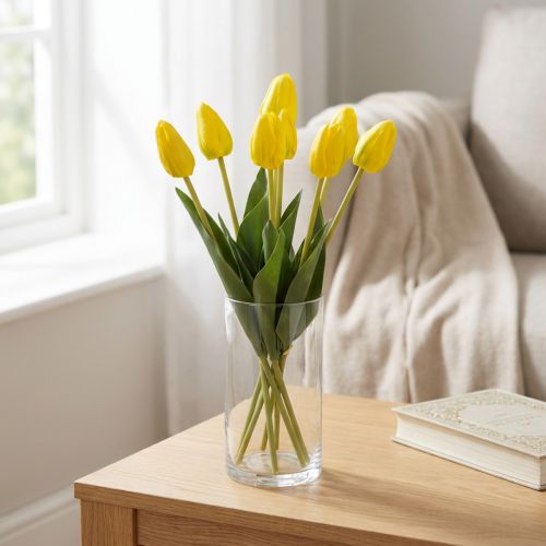 Tulpen Kunstblumen Gelb 40 cm – 7 Stück aus Polyester