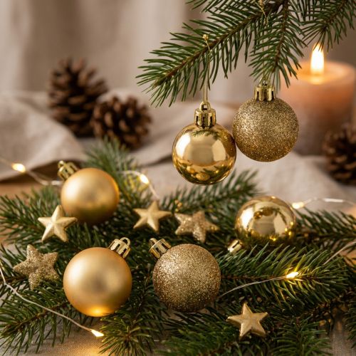 Mini Weihnachtskugeln Gold aus Kunststoff Ø3cm 14 Stück | Floristik24.ch