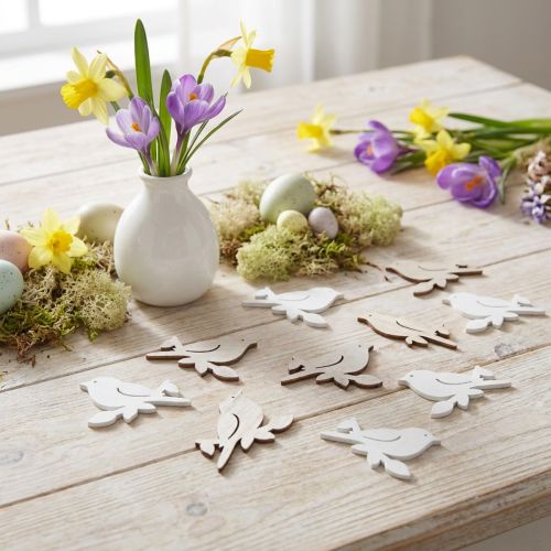 Streudeko Holz Vogel 4cm Weiss Natur Motiv Frühling 72 Stück | Floristik24.ch