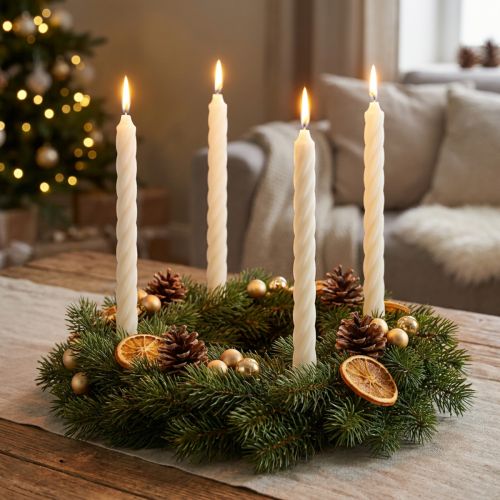 Rustikale Stabkerzen aus durchgefärbtem Wachs Weiss 350x28 mm 4er-Set | Floristik24.ch