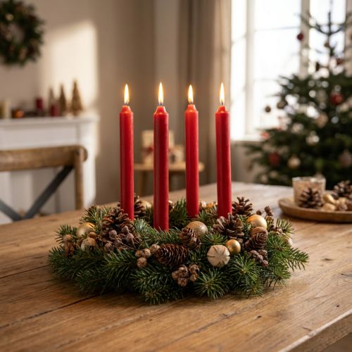Stabkerzen aus Wachs für Weihnachtsdeko, Rot, Ø 21 mm x 170 mm, 6 Stück | Floristik24.ch