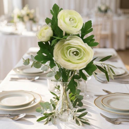 Künstliche Ranunkeln Seidenblumen Weiss 34cm | Floristik24.ch