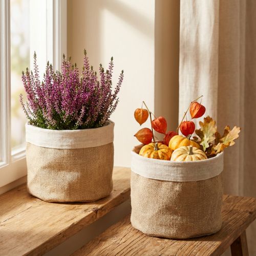 Jute Übertopf 3er-Set Ø21cm H19cm natur faltbar