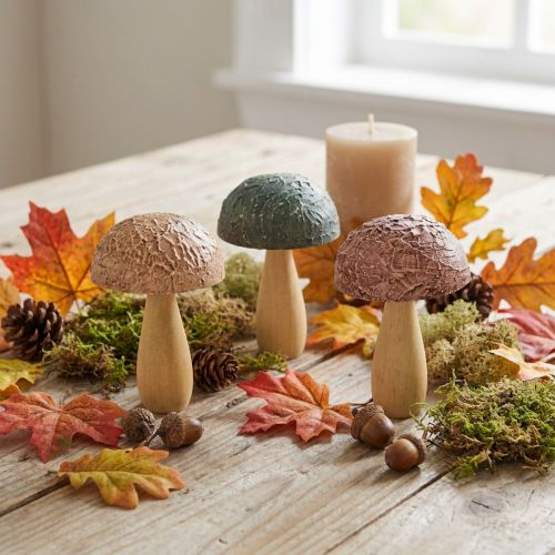 Holz-Deko-Pilze 11x7,5cm Sortiert Herbstfarben Set 3-Stück | Floristik24.ch