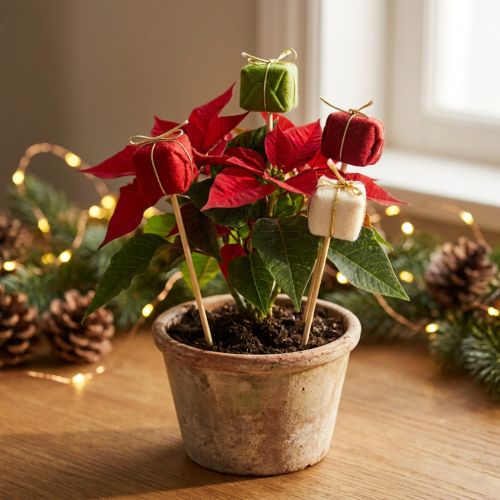 Blumenstecker Weihnachtspäckchen Holz 2,5cm Rot Weiss Grün 15 Stück | Floristik24.ch