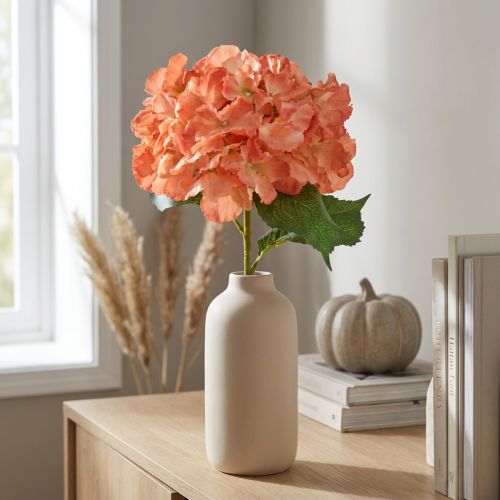 Künstliche Hortensie aus Kunststoff in Lachs, Ø23cm, L84cm | Floristik24.ch