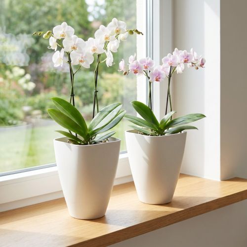 Orchideentopf Kunststoff Weiss 16,5cm – Set mit 2 Stück | Floristik24.ch