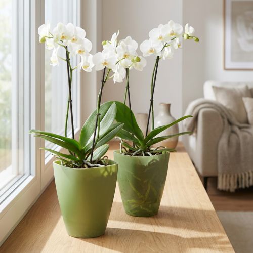 Artikel Orchideentopf Kunststoff 16,5 cm Grün 2er-Set für Innen und Aussen