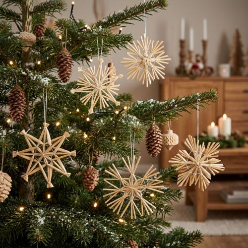 Weihnachten Strohsterne Weihnachtsbaumschmuck 8cm 12 St | Floristik24.ch