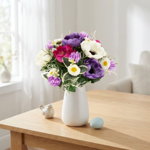 Künstlicher Blumenstrauss mit Anemonen, Frühlingsdeko, 26 cm, mehrfarbig | Floristik24.ch