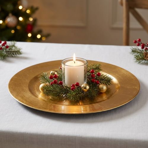 Plastikteller Ø33cm Gold mit Blattgold-Effekt | Floristik24.ch