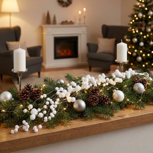 Schneeballgirlande L75cm weiß | Floristik24.ch