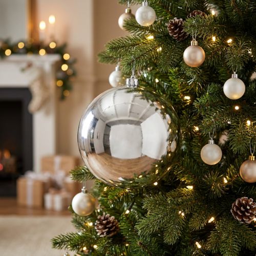 Christbaumkugel Kunststoff Silber Ø14 cm für Innen- und Heimanwendung | Floristik24.ch