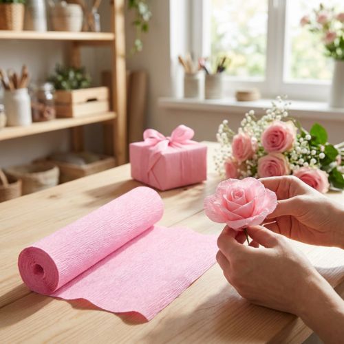 Floristen-Krepppapier hellpink 50x250cm für Dekoration und Bastelarbeiten | Floristik24.ch