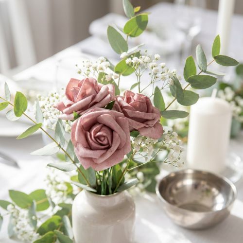 Schaumrosen Altrosa Ø3,5cm 48 Stück mit Draht | Floristik24.ch