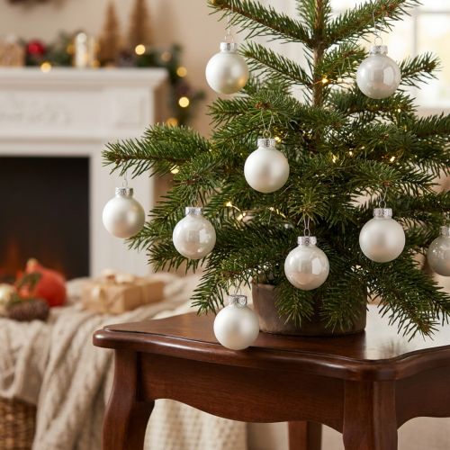 Mini Weihnachtskugeln Glas Weiss Ø 2,5 cm 22 Stück