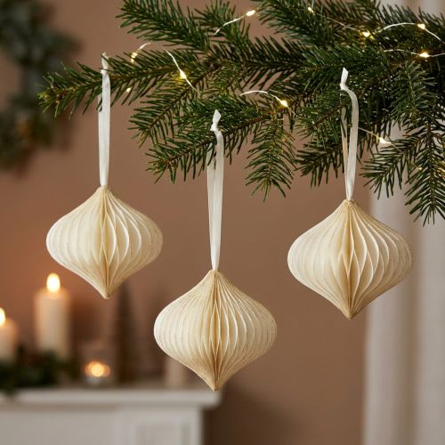 Wabenkugeln aus Papier Zwiebel weiss/gold Ø8cm 4 Stück | Floristik24.ch
