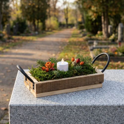 Holztablett mit Griffen 25×12,5×5 cm Natur Schwarz für Dekoration | Floristik24.ch