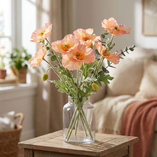 Künstliche Mohnblume Bund 35cm, Orange, 3 Stück | Floristik24.ch