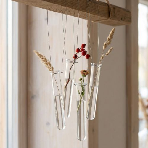 Glas-Reagenzglas Hängeminivase Ø2,4cm H22,5cm mit Drahtaufhängung | Floristik24.ch
