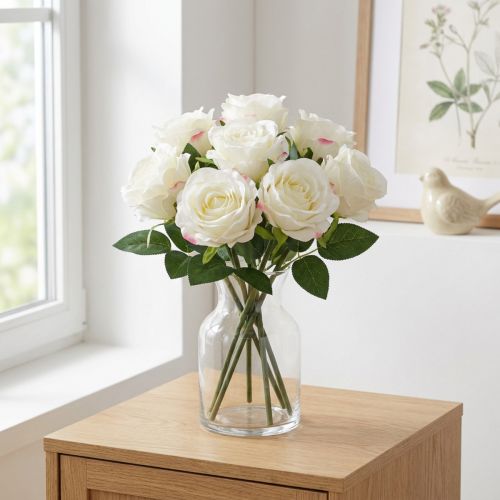 Künstliche Rosen im Bund Weiß 30cm 8 St | Floristik24.ch