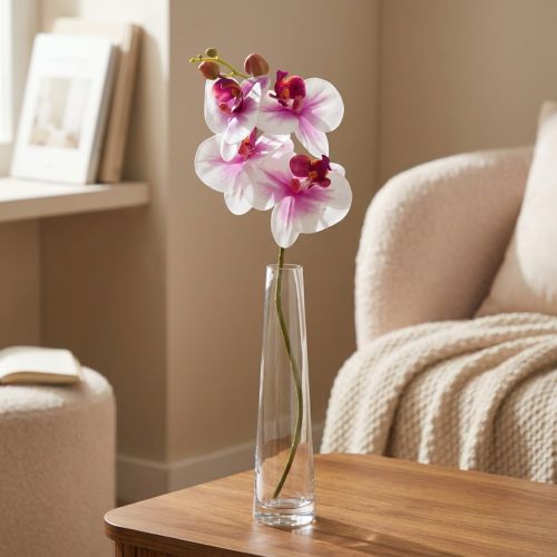 Orchidee künstlich Phalaenopsis 72 cm Weiss Pink mit vier Blüten | Floristik24.ch