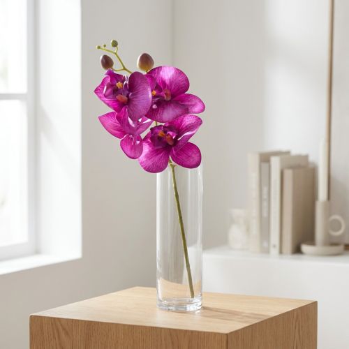 Orchidee künstlich Phalaenopsis 4 Blüten Fuchsia 72cm Kunststoff | Floristik24.ch