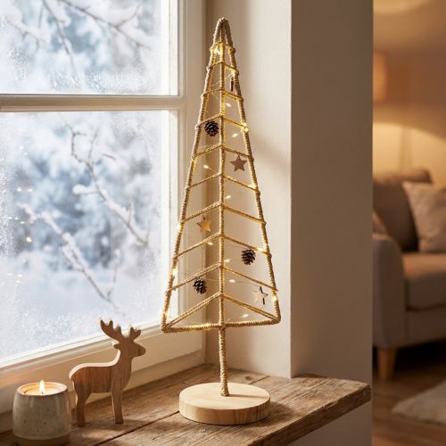 Tannenbaum Dekoration Holz Metall Natur 18x12x51cm | Floristik24.ch