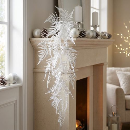 Asparagus künstlich Spargelfarn weiss Glitter Winterdekoration 105cm | Floristik24.ch