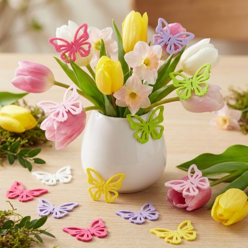 Artikel Filz-Schmetterlinge als Streudeko – Set mit 72 Stück, bunt, 4 cm