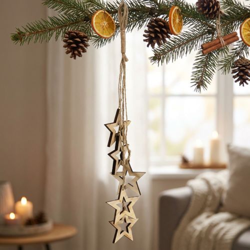 Deko-Hänger aus Holz mit Sternen, natur, 50 cm, 1 Stück | Floristik24.ch