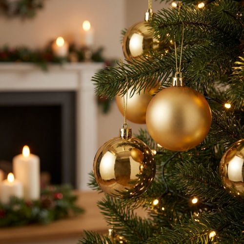 Weihnachtskugeln Kunststoff Gold Ø10cm 4er-Set