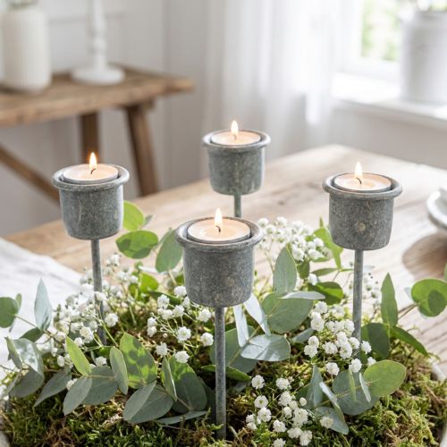 Kerzenhalter zum Stecken Shabby Chic Grau Ø3cm H8,5cm 8 St | Floristik24.ch