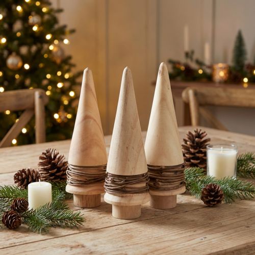Mini-Tannenbäume aus Holz, naturbelassen, 13,5 cm hoch, 3er Set | Floristik24.ch