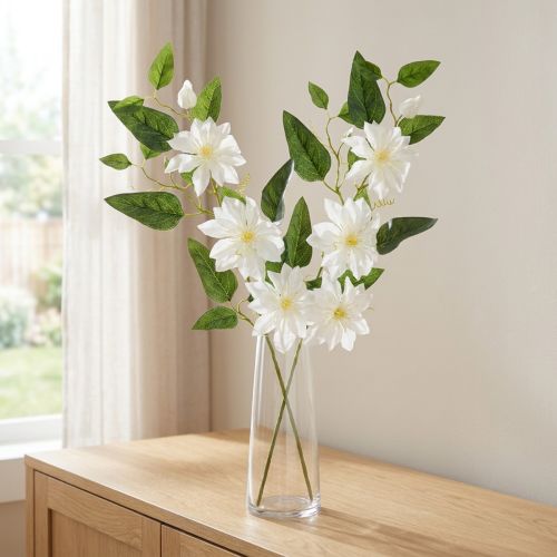 Künstlicher Clematis Zweig mit weissen Blüten 81 cm 2 Stück | Floristik24.ch