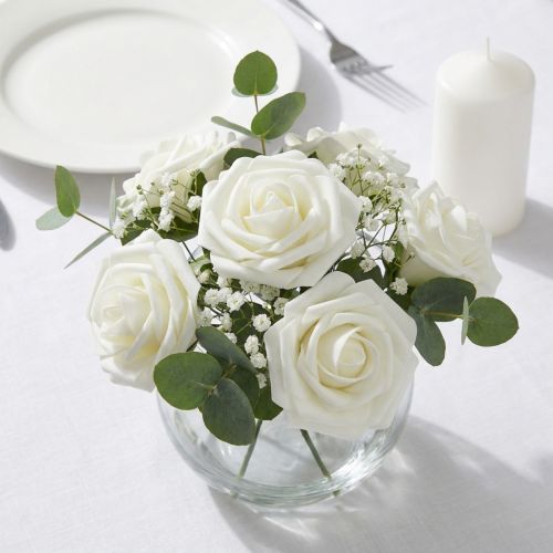 Schaumrosen 27 Stück Weiss Ø6cm mit Draht | Floristik24.ch