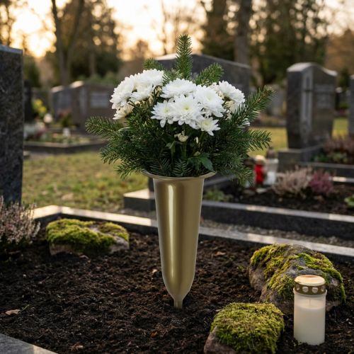 Grabvase aus Kunststoff in Gold, 28,5 cm | Floristik24.ch