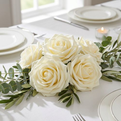 Foamrosen Creme Ø15 cm, 4er-Set | Floristik24.ch