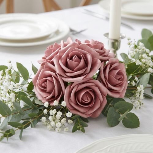Foam-Rosen aus Schaumstoff Ø 7,5 cm Altrosa 18 Stück mit Draht | Floristik24.ch
